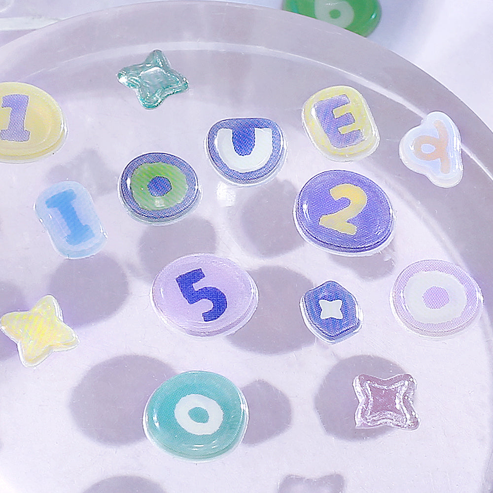 BGM Candy Seal in Numeric Alphabet — BGM decorative sticker — for journaling planners and scrapbooking, at Cityluxe Singapore