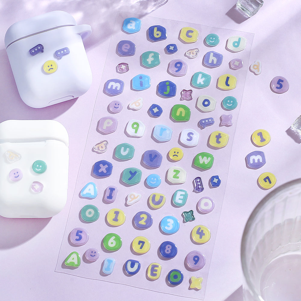 BGM Candy Seal in Numeric Alphabet — BGM decorative sticker — for journaling planners and scrapbooking, at Cityluxe Singapore