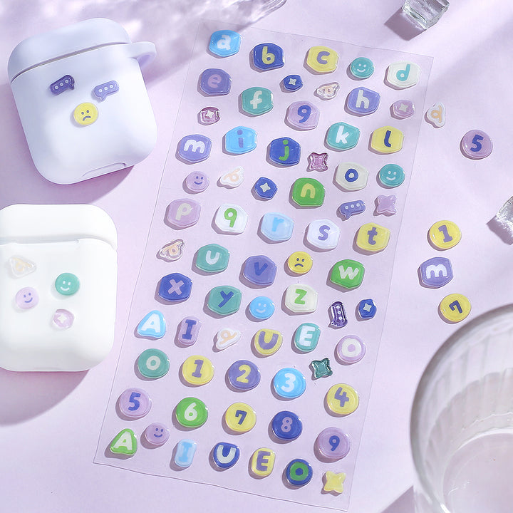 BGM Candy Seal in Numeric Alphabet — BGM decorative sticker — for journaling planners and scrapbooking, at Cityluxe Singapore