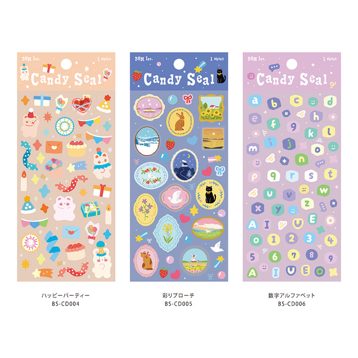 BGM Candy Seal in Numeric Alphabet — BGM decorative sticker — for journaling planners and scrapbooking, at Cityluxe Singapore