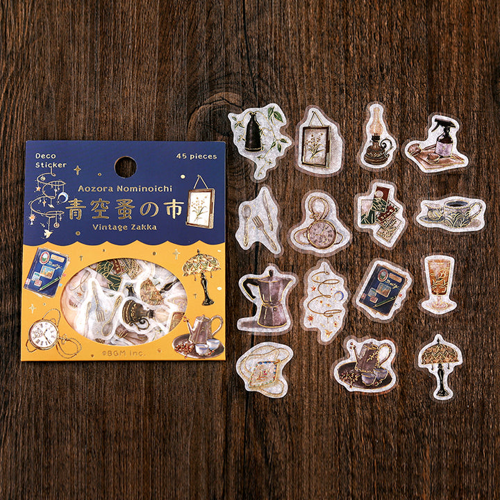 BGM Foil Stamping Flake Seal: The Flea Market of Blue Sky in Miscellaneous Goods — BGM decorative sticker — for journaling, planners and scrapbooking, at Cityluxe Singapore