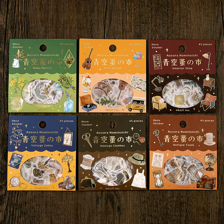BGM Foil Stamping Flake Seal: The Flea Market of Blue Sky in Miscellaneous Goods — BGM decorative sticker — for journaling, planners and scrapbooking, at Cityluxe Singapore