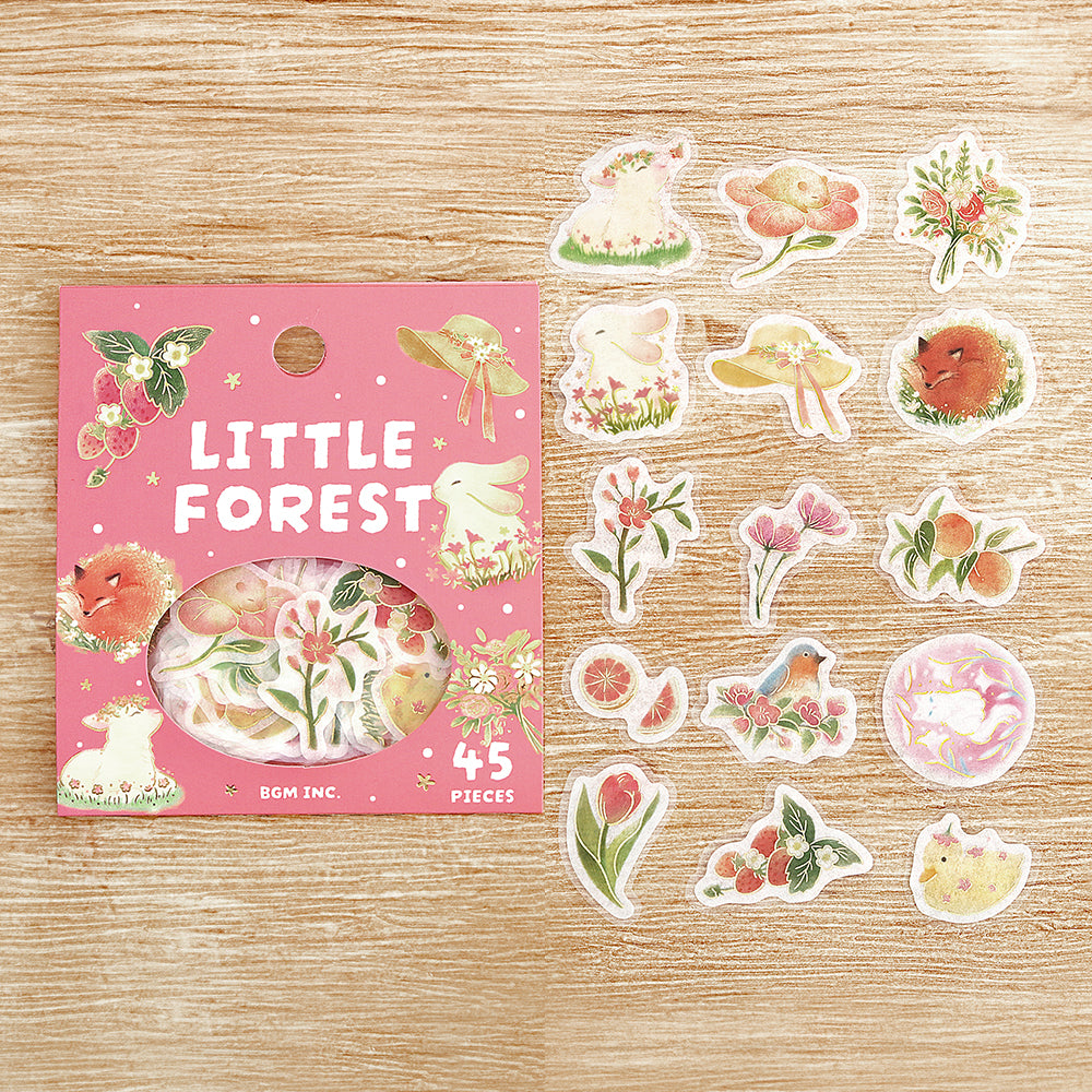 BGM Foil Stamping Flake Seal: Forest of Warmth in Pink — BGM decorative sticker — for journaling, planners and scrapbooking, at Cityluxe Singapore
