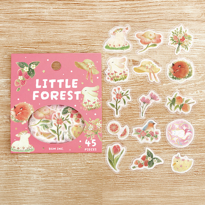 BGM Foil Stamping Flake Seal: Forest of Warmth in Pink — BGM decorative sticker — for journaling, planners and scrapbooking, at Cityluxe Singapore