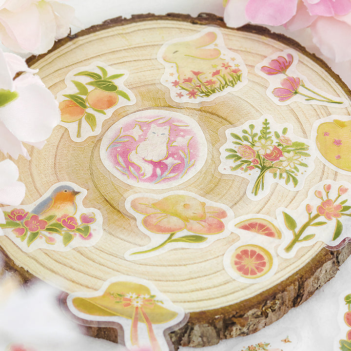 BGM Foil Stamping Flake Seal: Forest of Warmth in Pink — BGM decorative sticker — for journaling, planners and scrapbooking, at Cityluxe Singapore