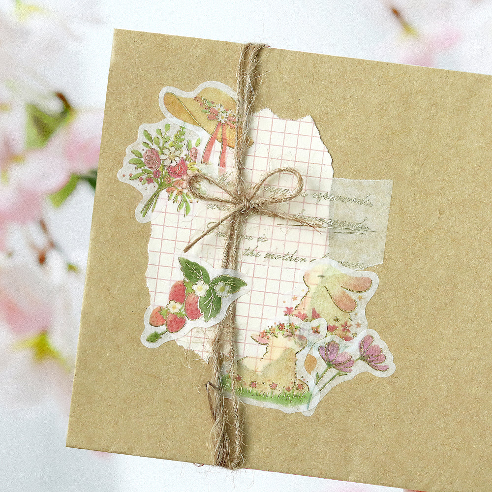 BGM Foil Stamping Flake Seal: Forest of Warmth in Pink — BGM decorative sticker — for journaling, planners and scrapbooking, at Cityluxe Singapore