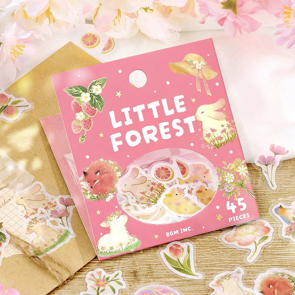 BGM Foil Stamping Flake Seal: Forest of Warmth in Pink — BGM decorative sticker — for journaling, planners and scrapbooking, at Cityluxe Singapore