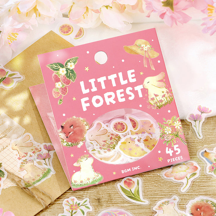 BGM Foil Stamping Flake Seal: Forest of Warmth in Pink — BGM decorative sticker — for journaling, planners and scrapbooking, at Cityluxe Singapore