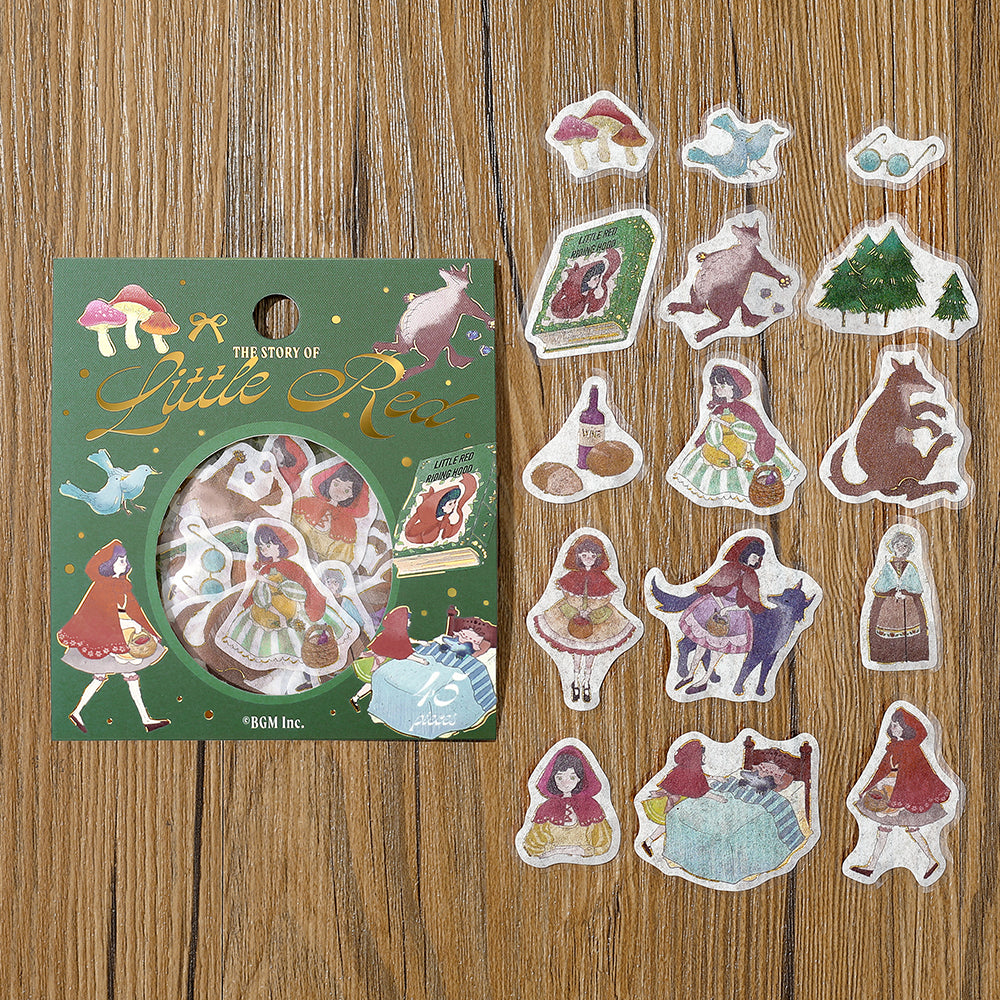 BGM Foil Stamping Flake Seal: Fairy Tale in Red Riding Hood — BGM decorative sticker — for journaling, planners and scrapbooking, at Cityluxe Singapore