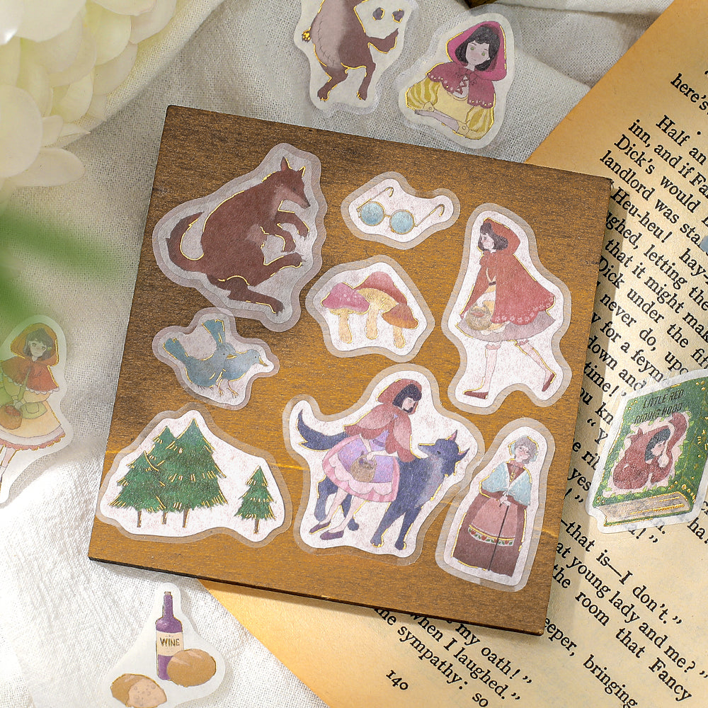 BGM Foil Stamping Flake Seal: Fairy Tale in Red Riding Hood — BGM decorative sticker — for journaling, planners and scrapbooking, at Cityluxe Singapore