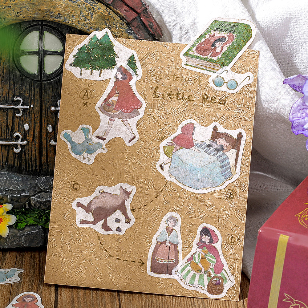 BGM Foil Stamping Flake Seal: Fairy Tale in Red Riding Hood — BGM decorative sticker — for journaling, planners and scrapbooking, at Cityluxe Singapore