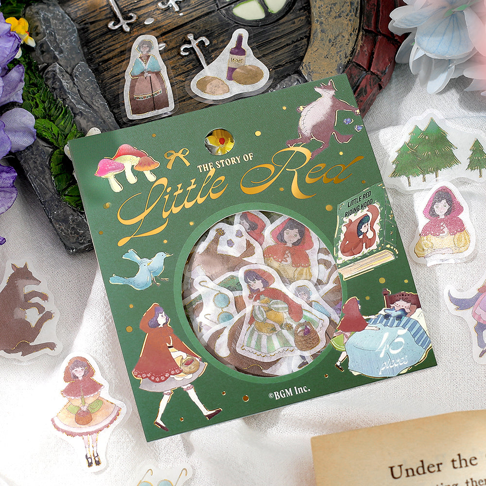 BGM Foil Stamping Flake Seal: Fairy Tale in Red Riding Hood — BGM decorative sticker — for journaling, planners and scrapbooking, at Cityluxe Singapore