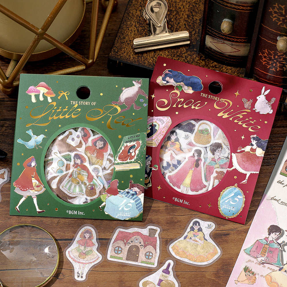 BGM Foil Stamping Flake Seal: Fairy Tale in Red Riding Hood — BGM decorative sticker — for journaling, planners and scrapbooking, at Cityluxe Singapore