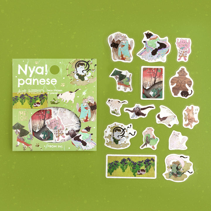 BGM Foil Stamping Flake Seal – Nyapanese Art NEKO: Wakaba — front view