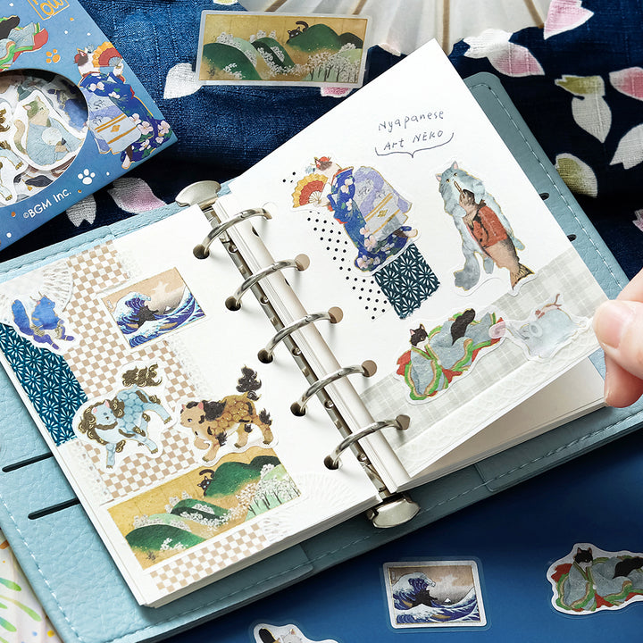 BGM Foil Stamping Flake Seal - Nyapanese Art NEKO: Ultramarine