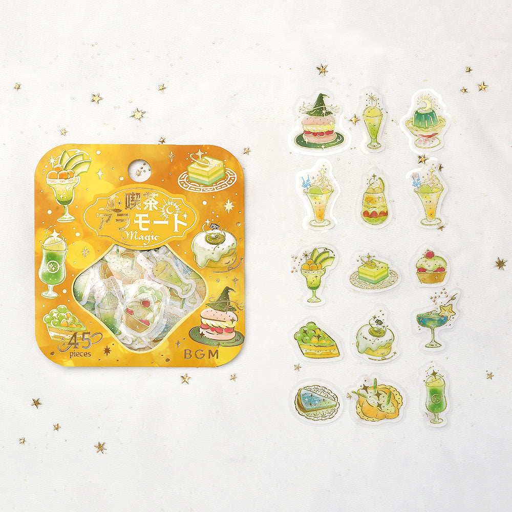 BGM Foil Stamping Flake Seal: Café à la Mode Magic Light — BGM decorative sticker — for journaling, planners and scrapbooking, at Cityluxe Singapore