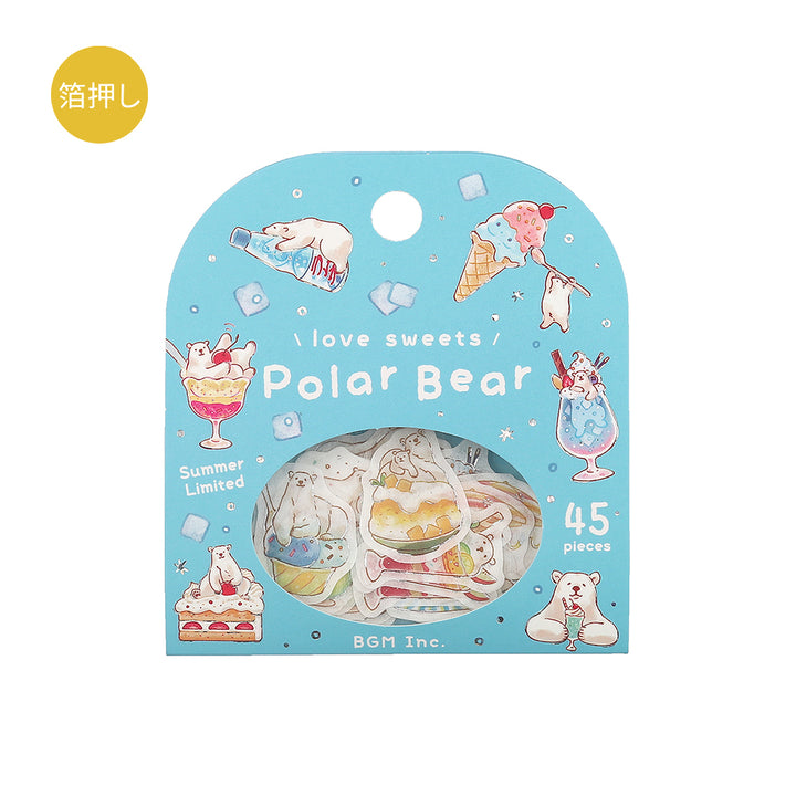 BGM Summer Limited Flake Seal in Polar Bear Sweets — BGM decorative sticker — for journaling, planners and scrapbooking, at Cityluxe Singapore