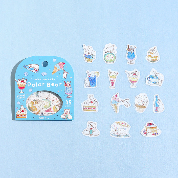 BGM Summer Limited Flake Seal in Polar Bear Sweets — BGM decorative sticker — for journaling, planners and scrapbooking, at Cityluxe Singapore