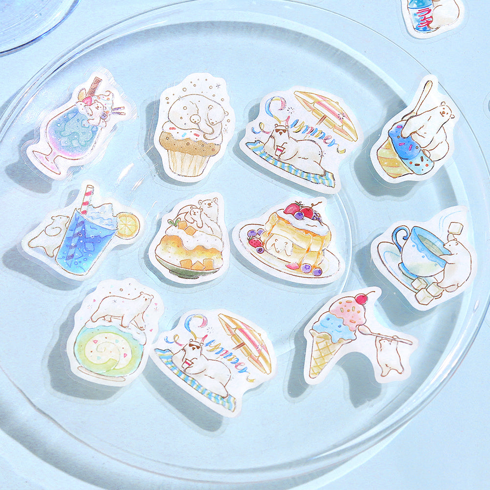 BGM Summer Limited Flake Seal in Polar Bear Sweets — BGM decorative sticker — for journaling, planners and scrapbooking, at Cityluxe Singapore