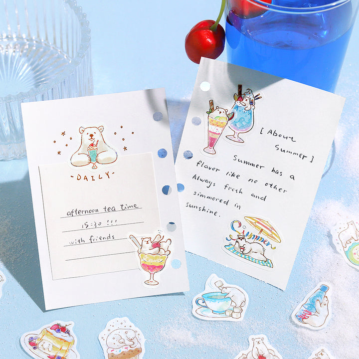 BGM Summer Limited Flake Seal in Polar Bear Sweets — BGM decorative sticker — for journaling, planners and scrapbooking, at Cityluxe Singapore