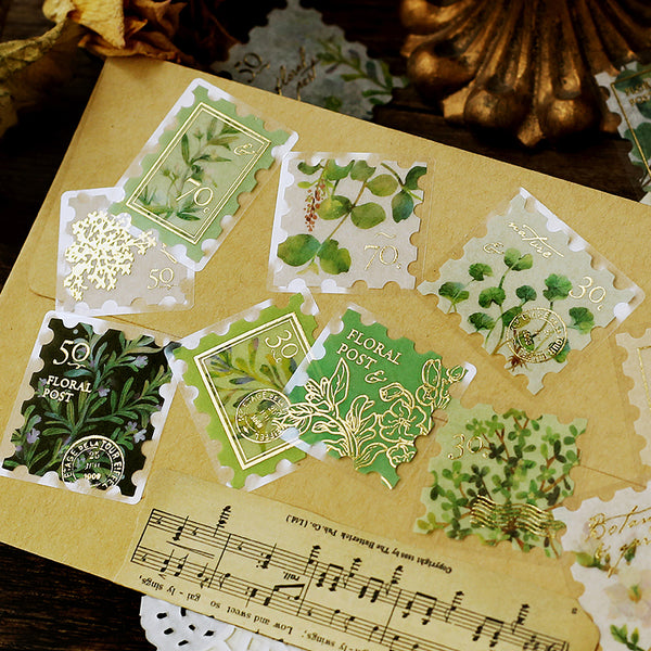 Load image into Gallery viewer, BGM Foil Stamping Flake Seal: Post Office Botanical Book - Green
