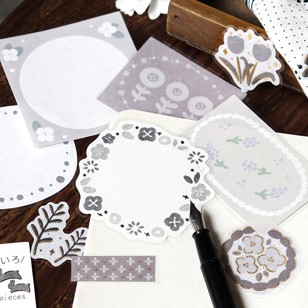 Load image into Gallery viewer, BGM Foil Stamping Memo Seal: Flower Weather - Gray
