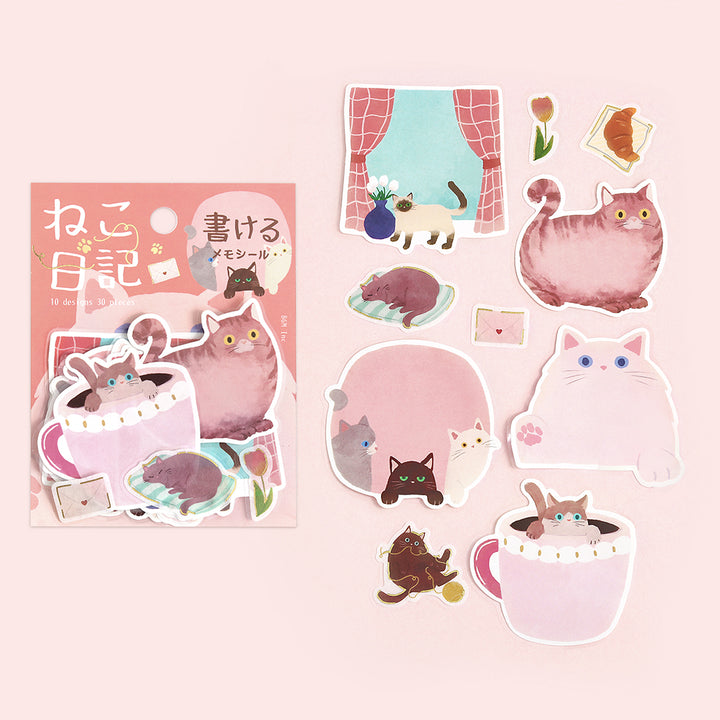 BGM Foil Stamping Memo Seal: Cat Diary - Pink — side view