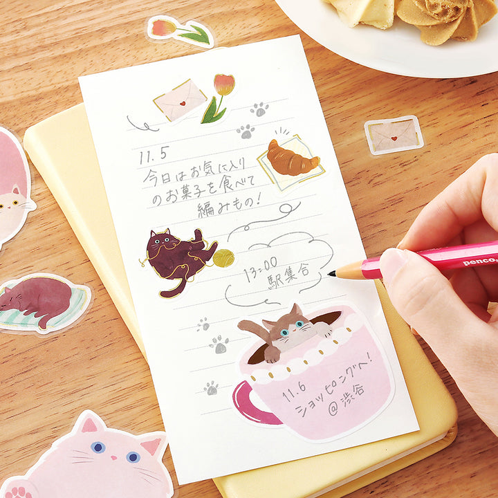 BGM Foil Stamping Memo Seal: Cat Diary - Pink — with packaging