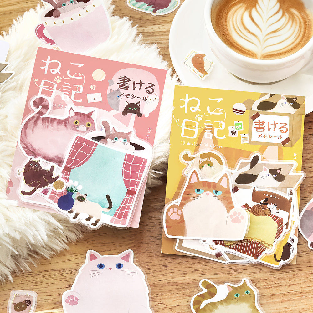 BGM Foil Stamping Memo Seal: Cat Diary - Pink — angle view