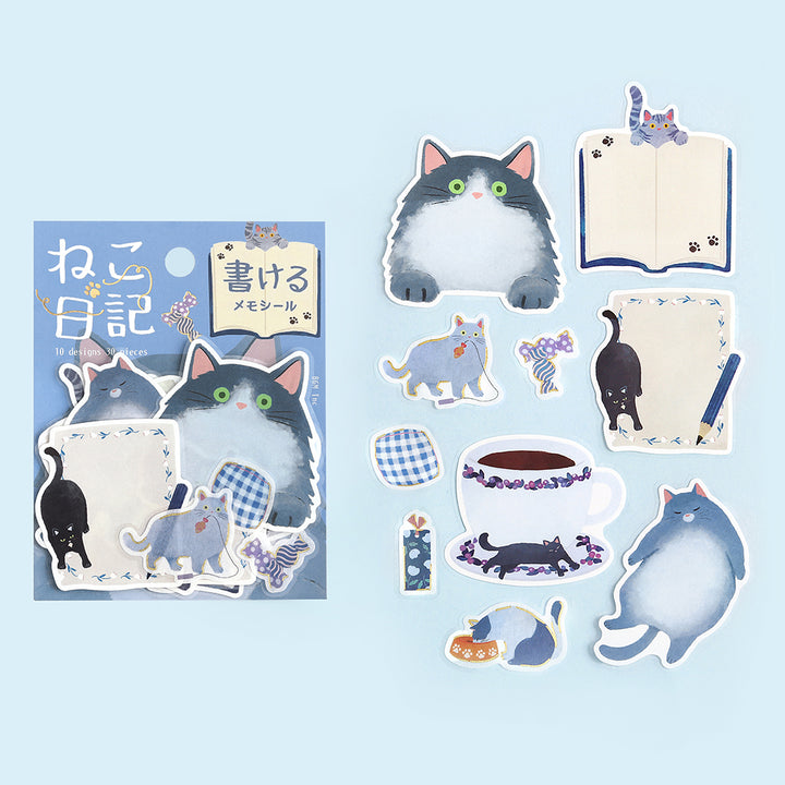 BGM Foil Stamping Memo Seal: Cat Diary - Blue — side view