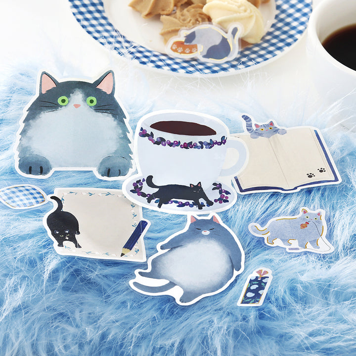 BGM Foil Stamping Memo Seal: Cat Diary - Blue — detail view