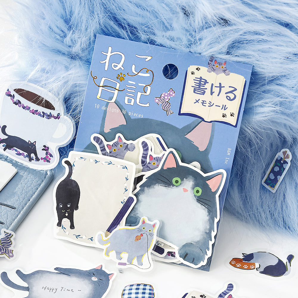 BGM Foil Stamping Memo Seal: Cat Diary - Blue — in use