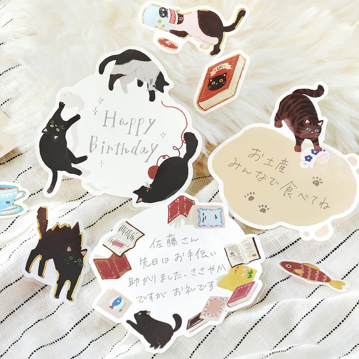 BGM Foil Stamping Memo Seal: Cat Diary - Black — detail view