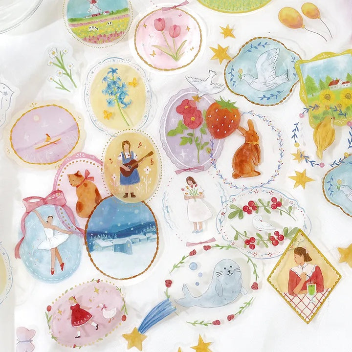 BGM Clear Seal: Maiden Brooch in Landscape — BGM decorative sticker — for journaling planners and scrapbooking, at Cityluxe Singapore
