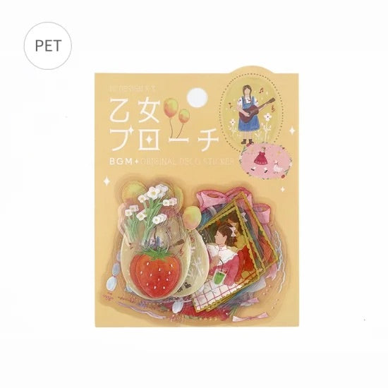 BGM Clear Seal: Maiden Brooch in Girl — BGM decorative sticker — for journaling planners and scrapbooking, at Cityluxe Singapore