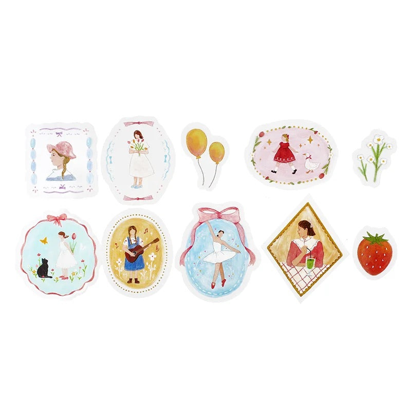 BGM Clear Seal: Maiden Brooch in Girl — BGM decorative sticker — for journaling planners and scrapbooking, at Cityluxe Singapore