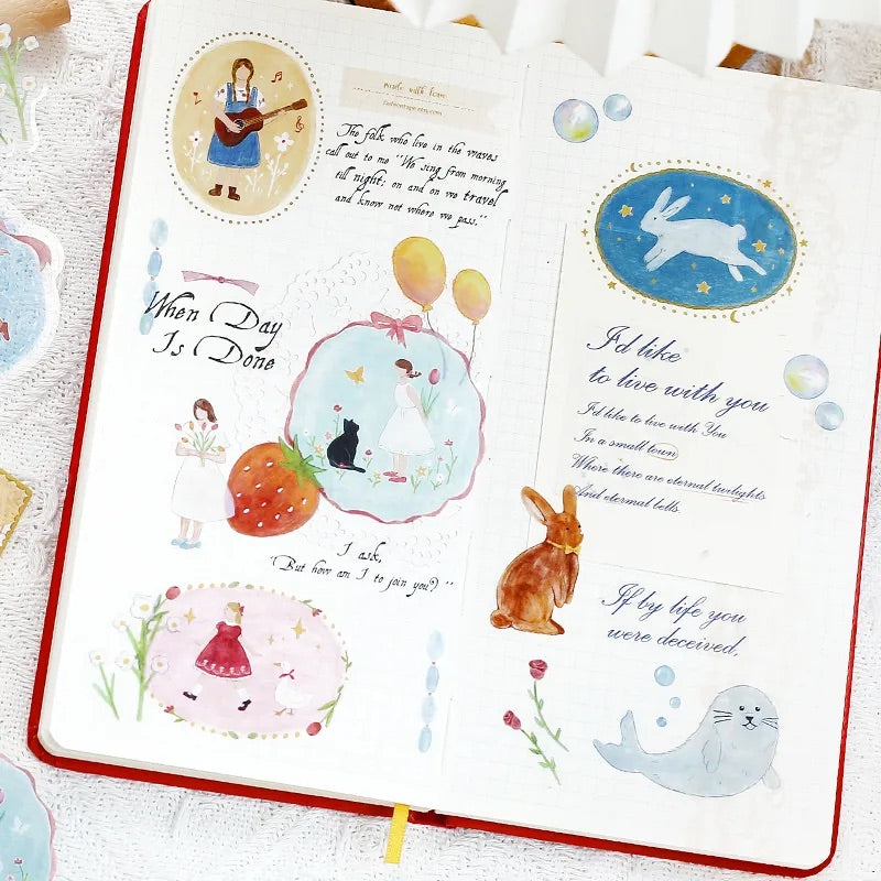 BGM Clear Seal: Maiden Brooch in Girl — BGM decorative sticker — for journaling planners and scrapbooking, at Cityluxe Singapore