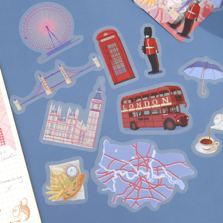 BGM Clear Seal: City Walk in London — BGM decorative sticker — for journaling planners and scrapbooking, at Cityluxe Singapore