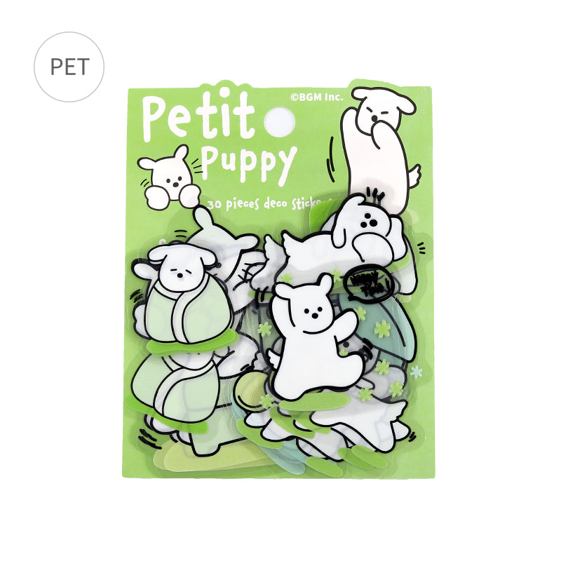 BGM Clear Seal: Puppy Petit in Green — BGM decorative sticker — for journaling planners and scrapbooking, at Cityluxe Singapore