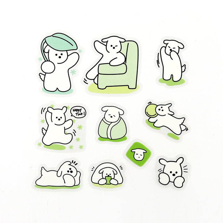 BGM Clear Seal: Puppy Petit in Green — BGM decorative sticker — for journaling planners and scrapbooking, at Cityluxe Singapore