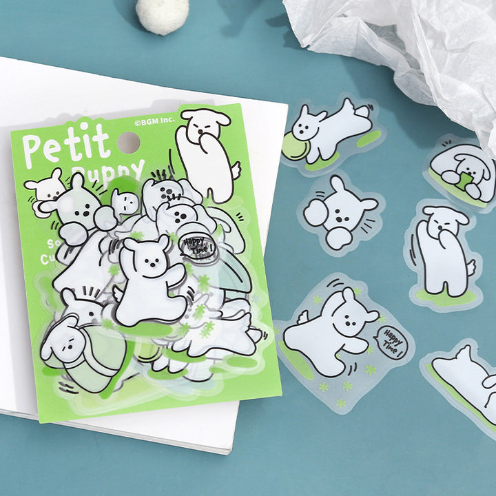BGM Clear Seal: Puppy Petit in Green — BGM decorative sticker — for journaling planners and scrapbooking, at Cityluxe Singapore