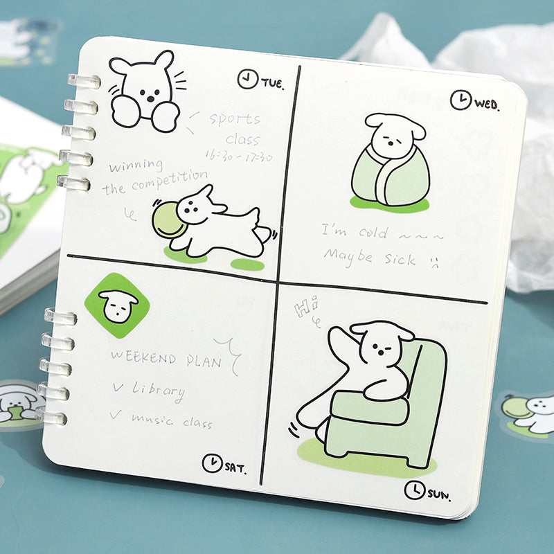 BGM Clear Seal: Puppy Petit in Green — BGM decorative sticker — for journaling planners and scrapbooking, at Cityluxe Singapore