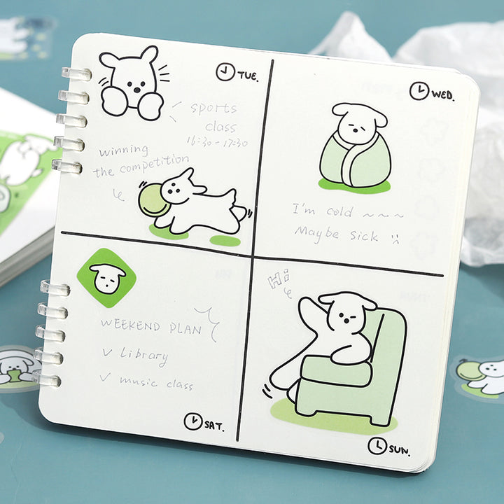 BGM Clear Seal: Puppy Petit in Green — BGM decorative sticker — for journaling planners and scrapbooking, at Cityluxe Singapore