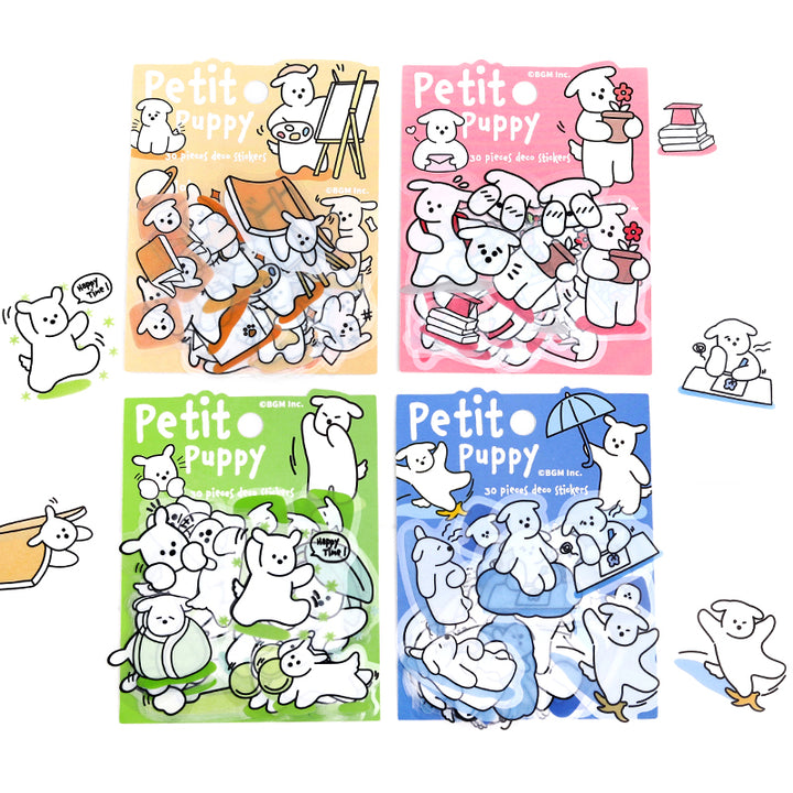 BGM Clear Seal: Puppy Petit in Green — BGM decorative sticker — for journaling planners and scrapbooking, at Cityluxe Singapore