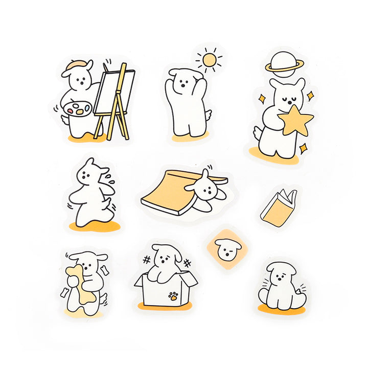 BGM Clear Seal: Puppy Petit in Yellow — BGM decorative sticker — for journaling planners and scrapbooking, at Cityluxe Singapore