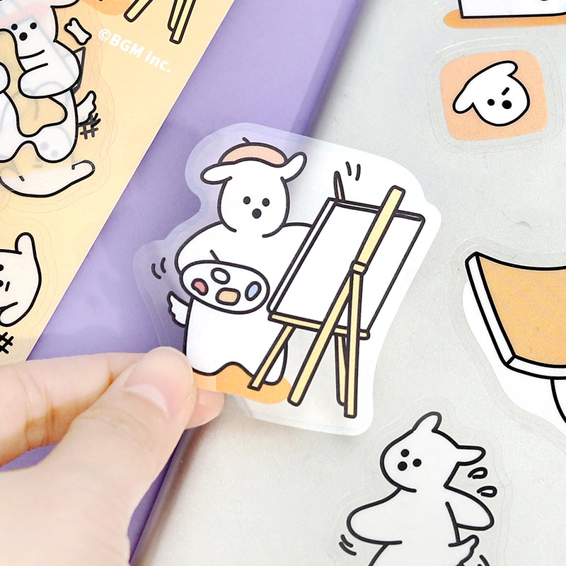 BGM Clear Seal: Puppy Petit in Yellow — BGM decorative sticker — for journaling planners and scrapbooking, at Cityluxe Singapore
