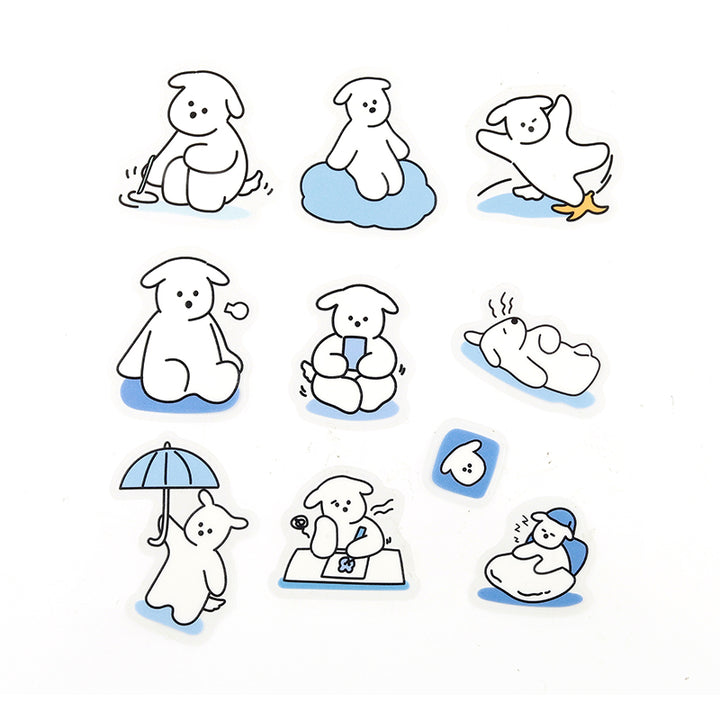 BGM Clear Seal: Puppy Petit in Blue — BGM decorative sticker — for journaling planners and scrapbooking, at Cityluxe Singapore