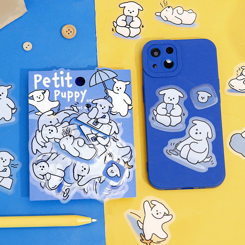 BGM Clear Seal: Puppy Petit in Blue — BGM decorative sticker — for journaling planners and scrapbooking, at Cityluxe Singapore