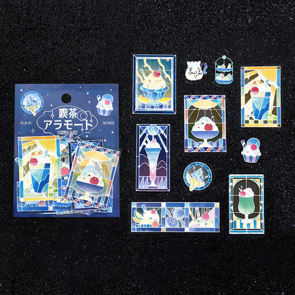 BGM Foil Stamping Clear Seal: Cafe A La Mode Stained Glass - Blue — front view