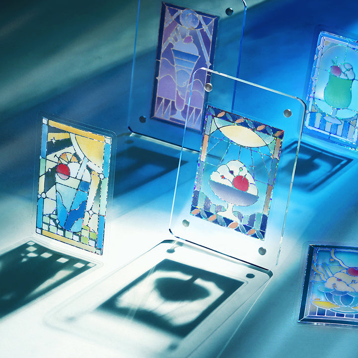 BGM Foil Stamping Clear Seal: Cafe A La Mode Stained Glass in Blue — BGM decorative sticker — for journaling, planners and scrapbooking, at Cityluxe Singapore